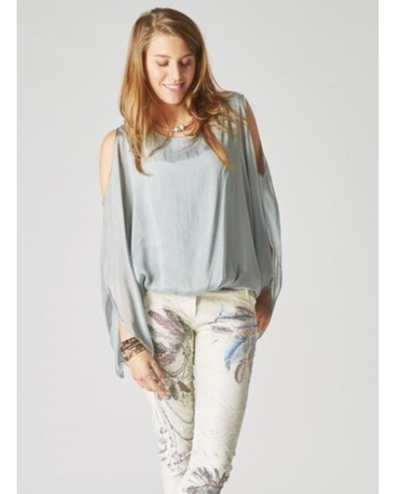 Cold Shoulder Silk Top
