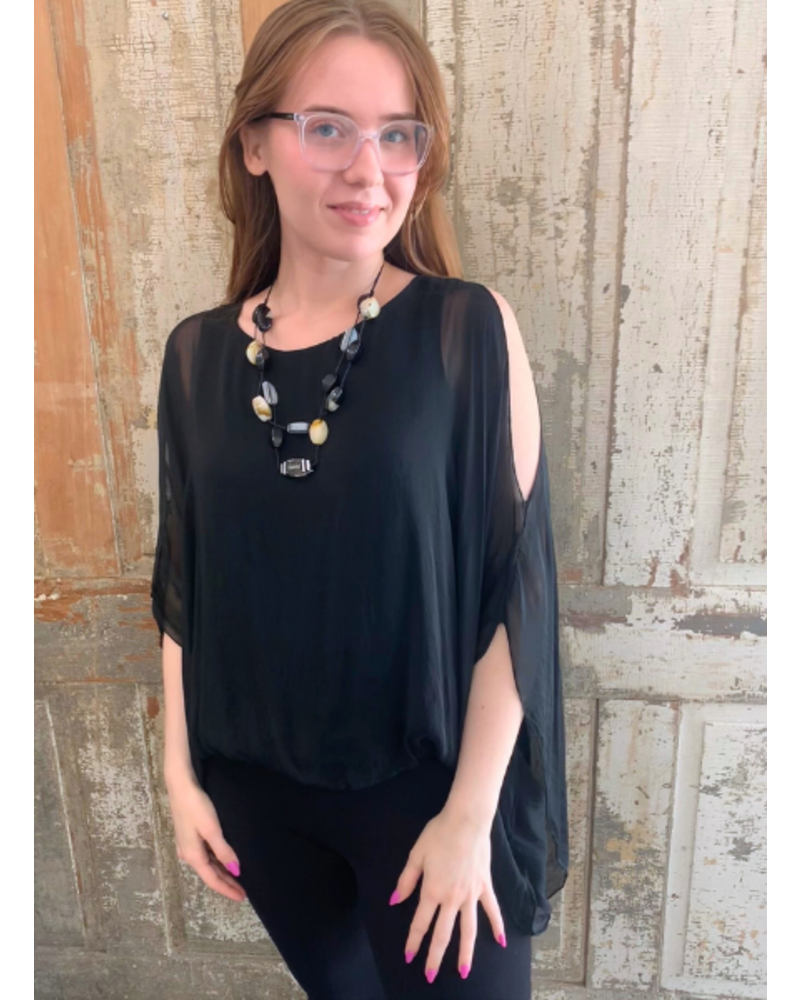 Cold Shoulder Silk Top