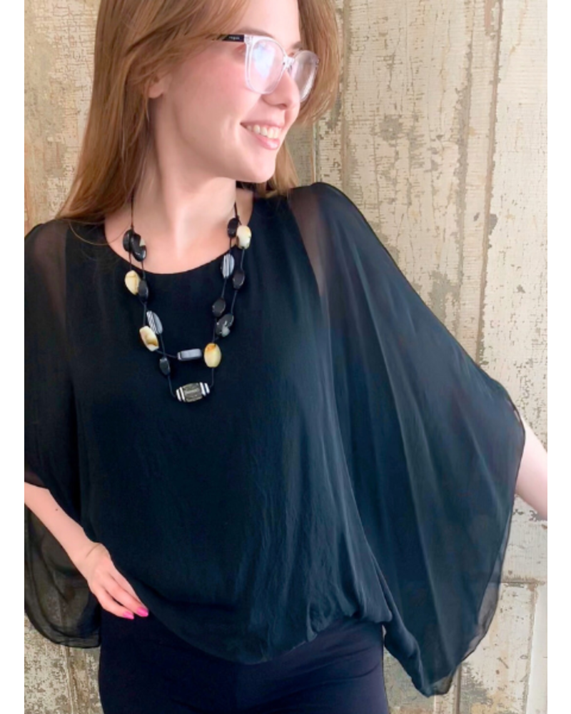 Cold Shoulder Silk Top