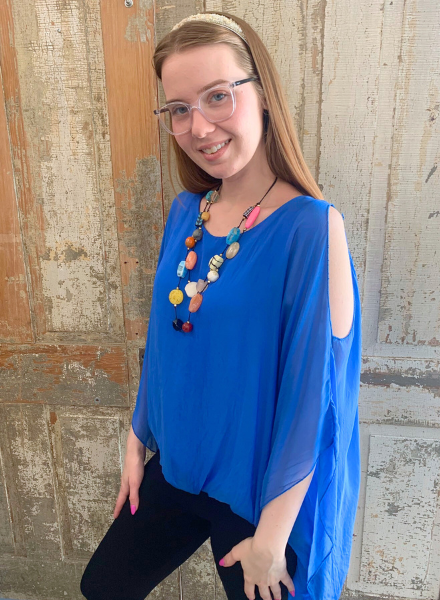 Cold Shoulder Silk Top