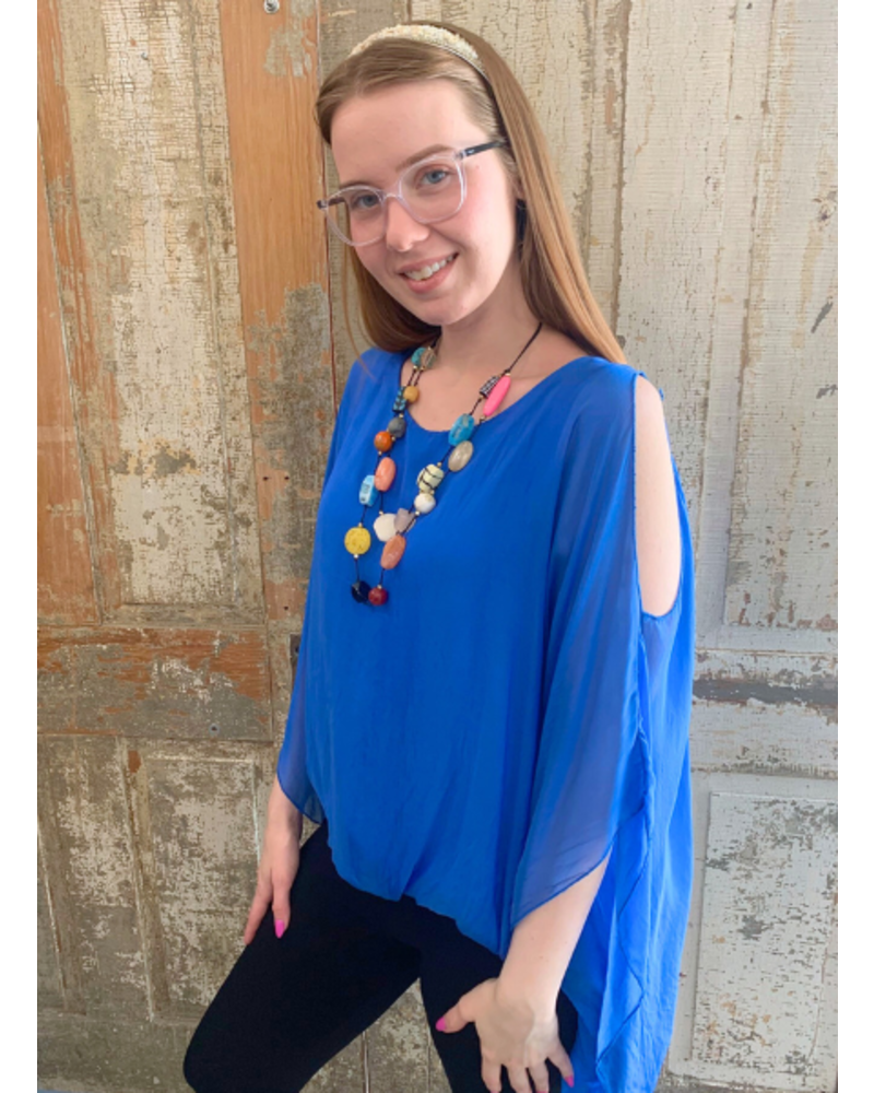 Cold Shoulder Silk Top
