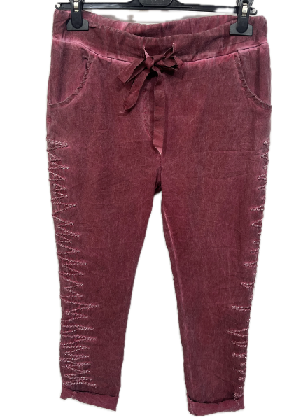 Stretch Pant with Silver Zigzag Detail