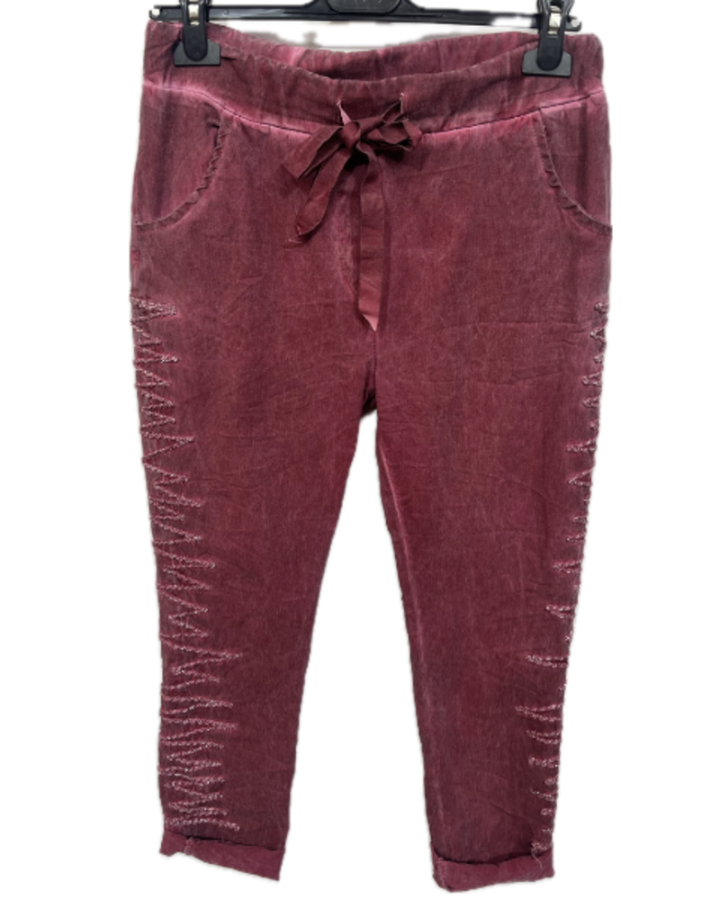 Stretch Pant with Silver Zigzag Detail