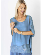 Sequin Hem Silk Top