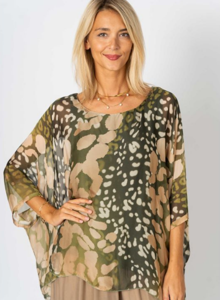 Cheetah Printed Silk Blouse