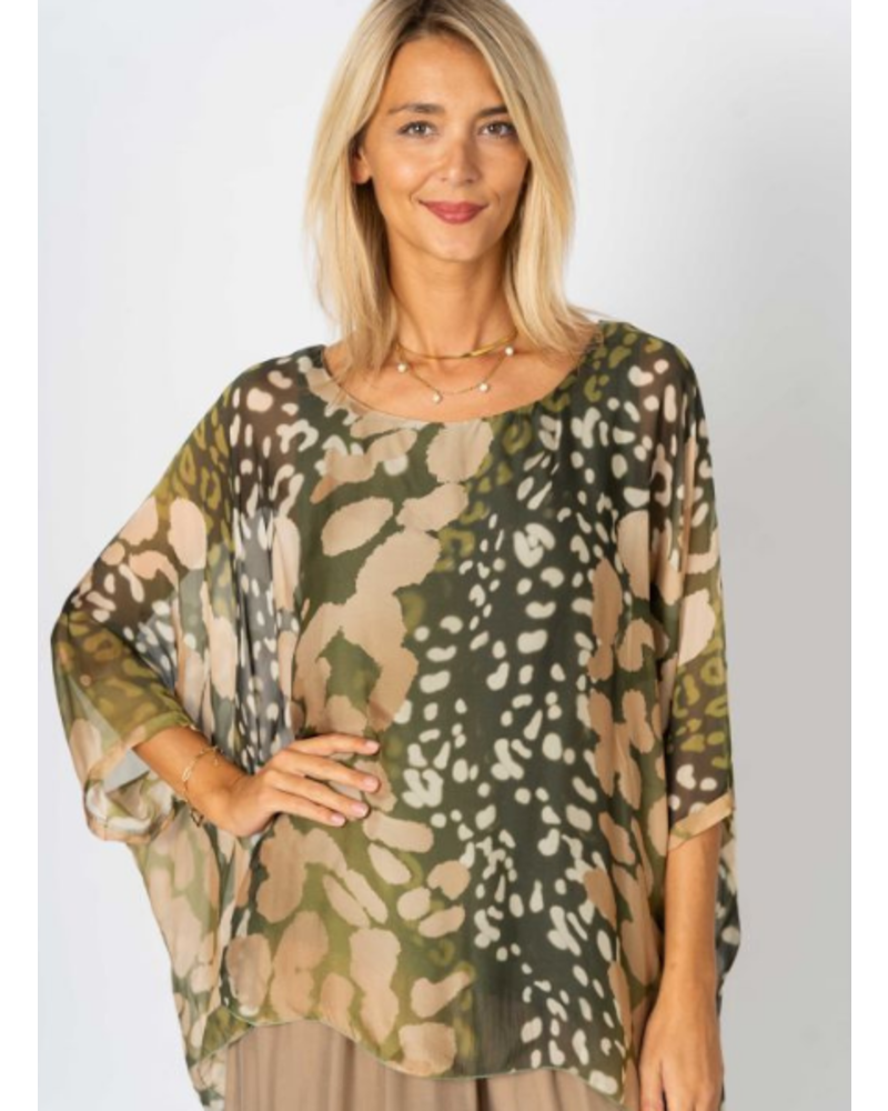 Cheetah Printed Silk Blouse