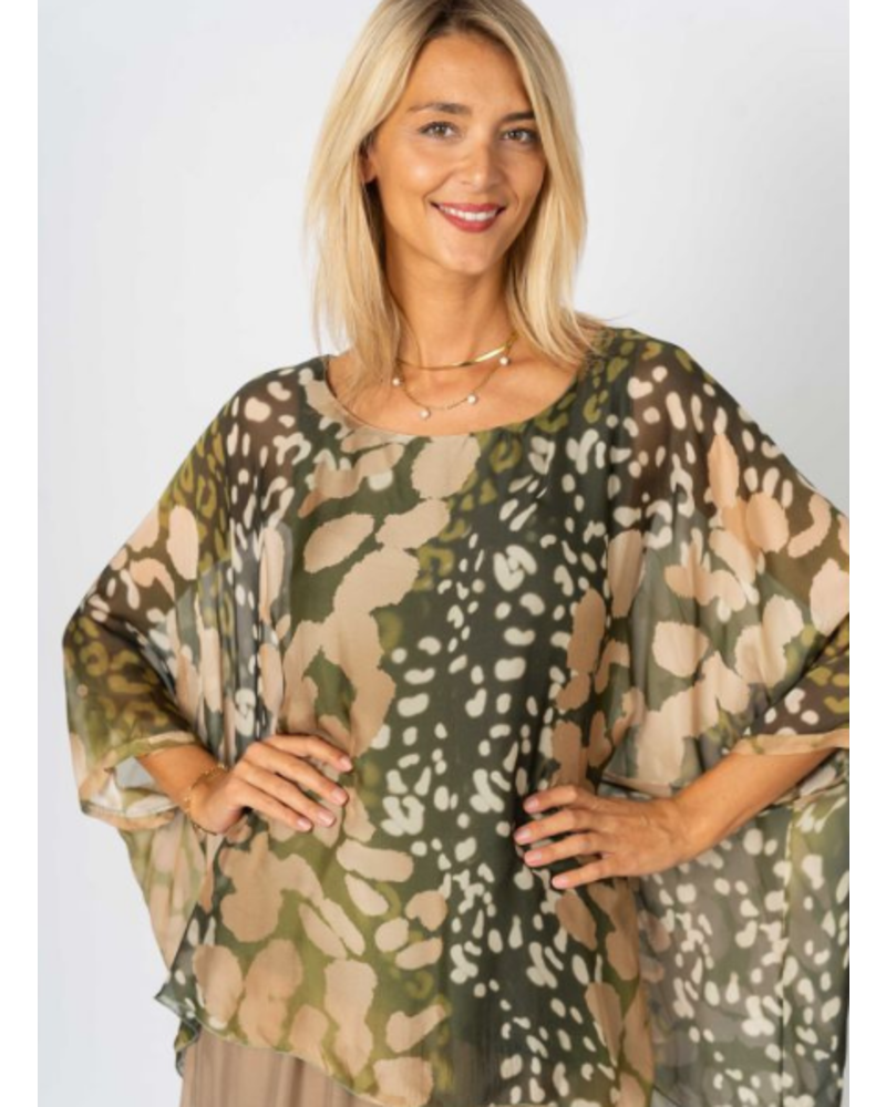 Cheetah Printed Silk Blouse