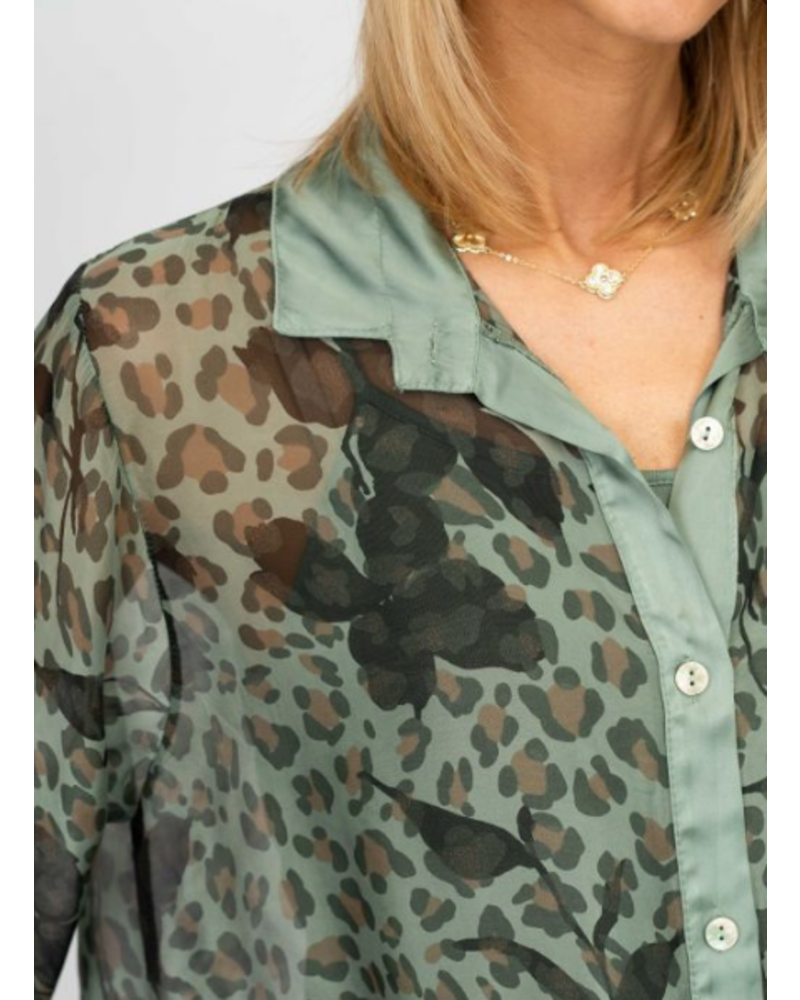 Printed Button Up Silk Shirt