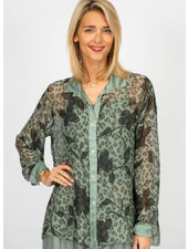 Printed Button Up Silk Shirt