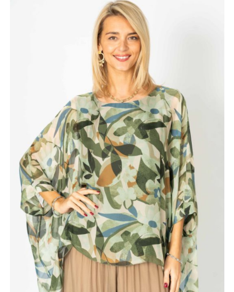 Layered Florals Silk Blouse