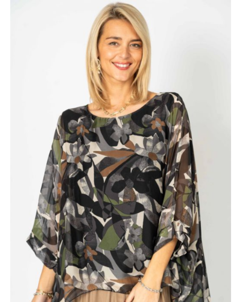 Layered Florals Silk Blouse - Trader Rick's for the artful woman