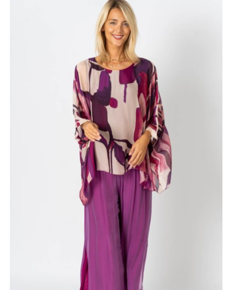 Abstract Printed Silk Blouse