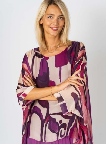 Abstract Printed Silk Blouse