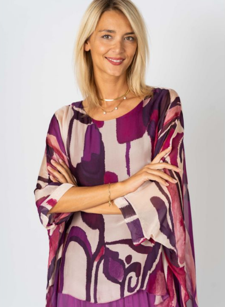Abstract Printed Silk Blouse