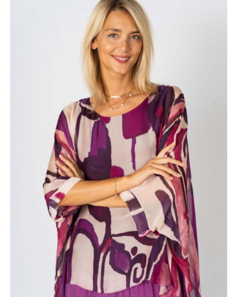 Abstract Printed Silk Blouse