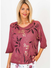 Knit Sweater with Gold Flowers