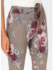 Rose Printed Taupe Joggers