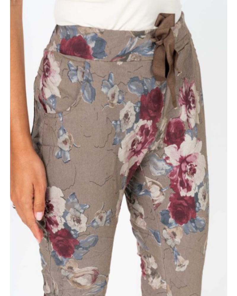 Rose Printed Taupe Joggers