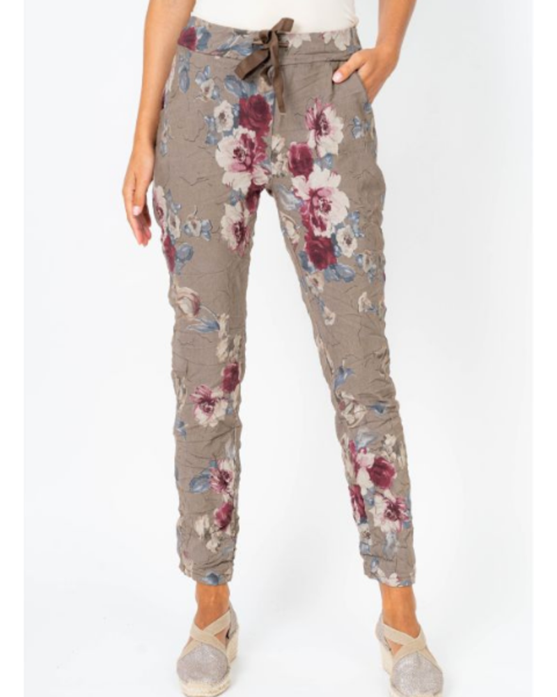 Rose Printed Taupe Joggers