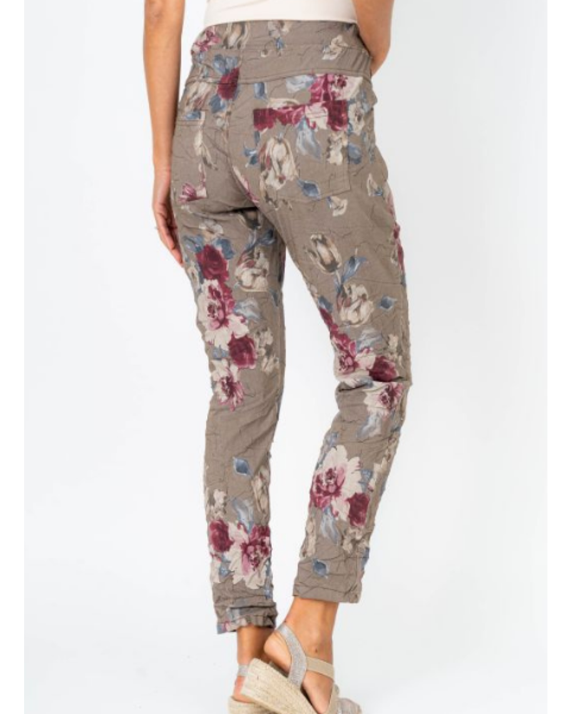 Rose Printed Taupe Joggers