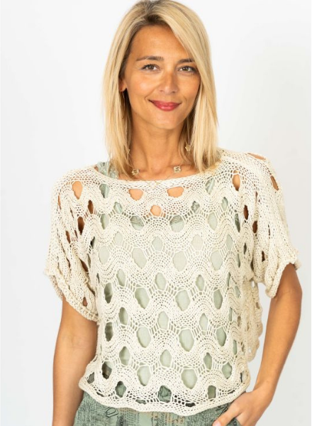 トップス andequal wave design sheer knit Open Knit Wave Sweater - Trader Rick's for the artful woman