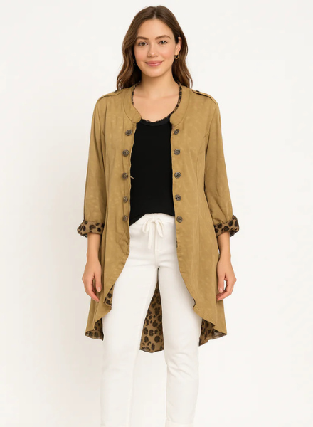 Leopard Print Button Up Jacket