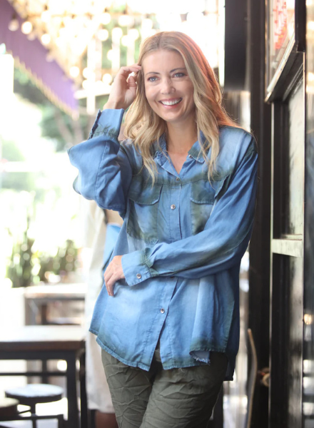 Painted Denim Button Up