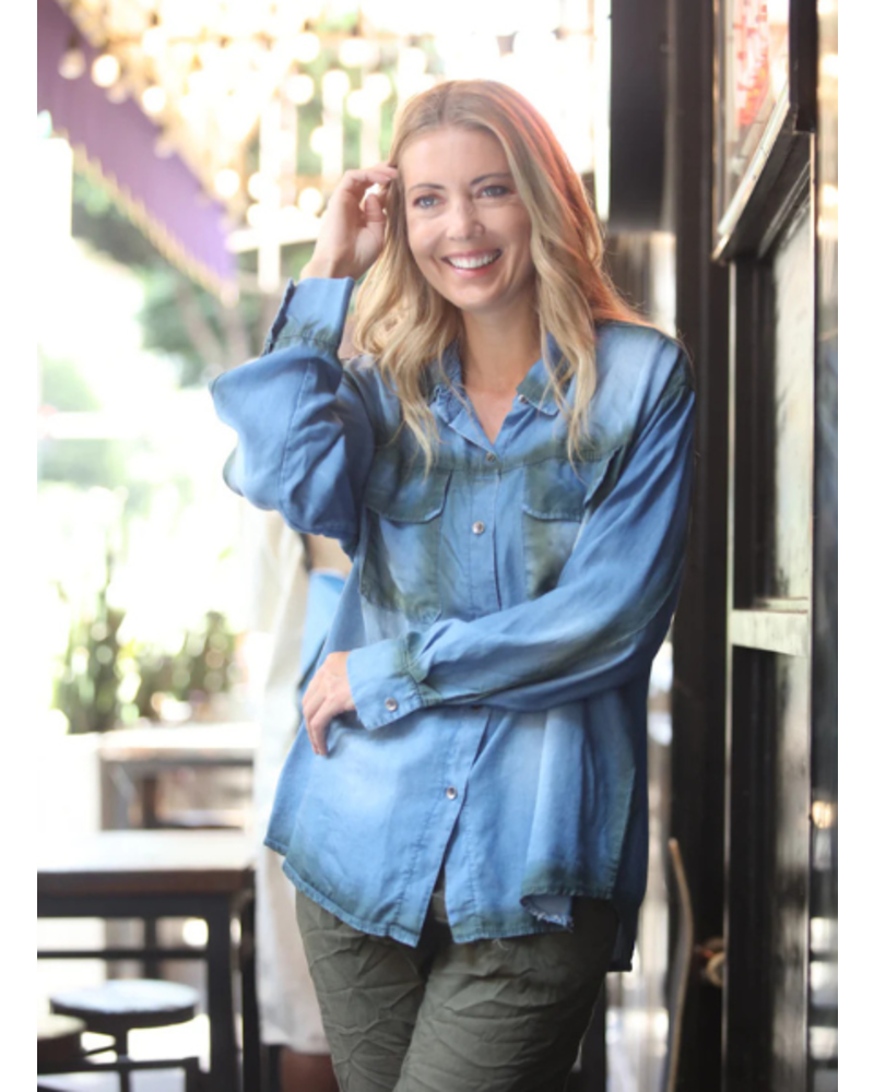 Painted Denim Button Up
