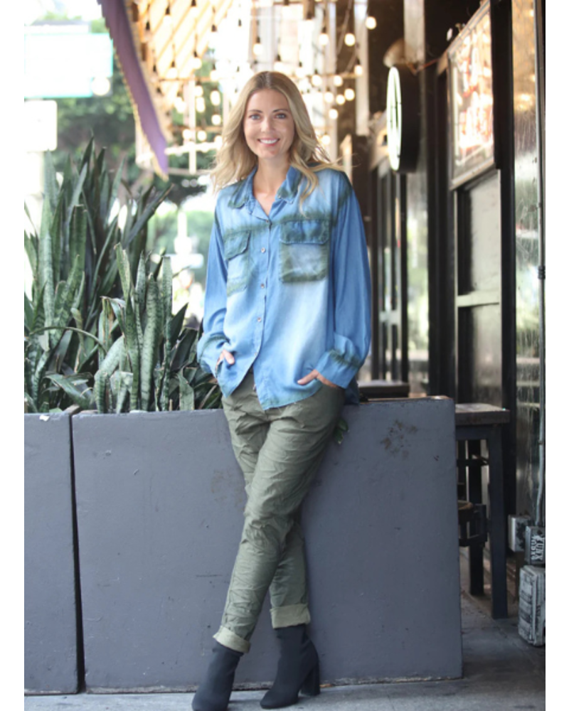 Painted Denim Button Up