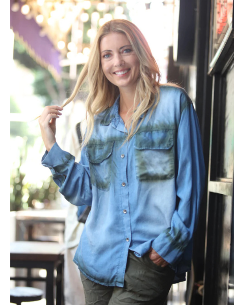Painted Denim Button Up