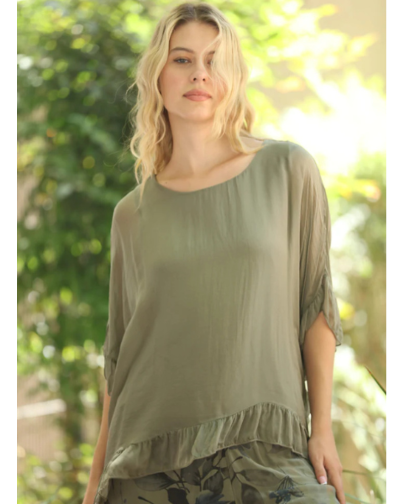 Ruffle Hem Silk Top