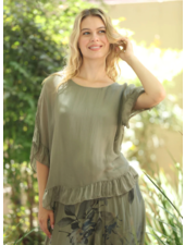 Ruffle Hem Silk Top