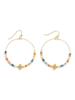 Beaded Cross Drop Hoop Earrings