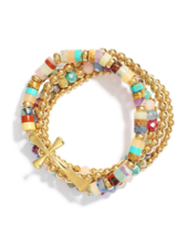 Set of 5 Stretchy Beaded Bracelets with Cross