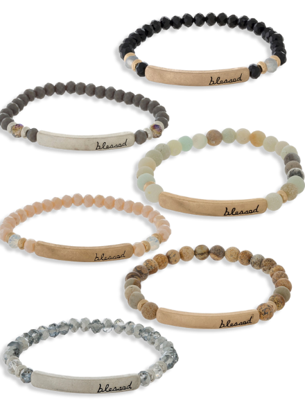 Blessed Engraved Bar Bracelet