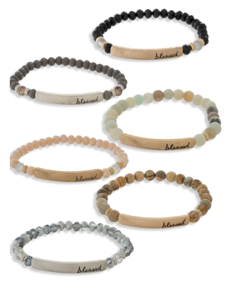 Blessed Engraved Bar Bracelet