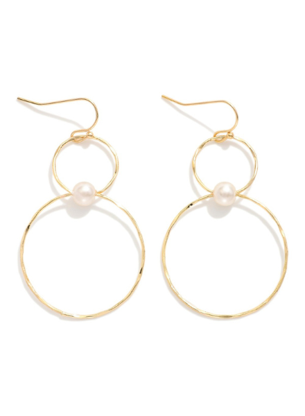 Pearl Joined Hoop Earrings