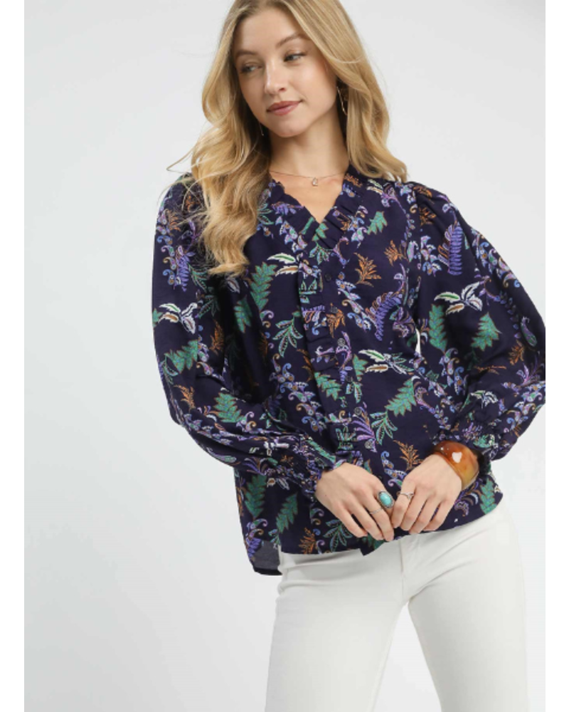 Funky Ferns Long Sleeve Printed Blouse