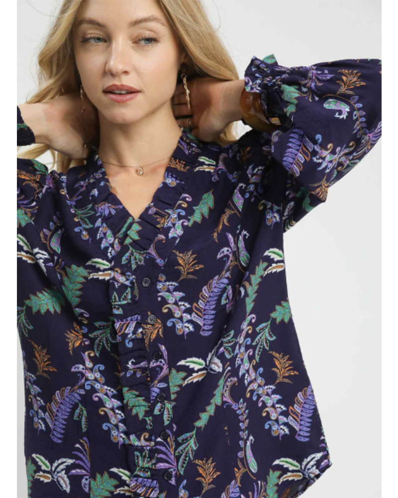 Funky Ferns Long Sleeve Printed Blouse