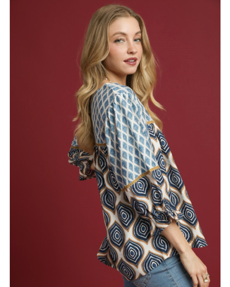 Retro Geometric Print Top