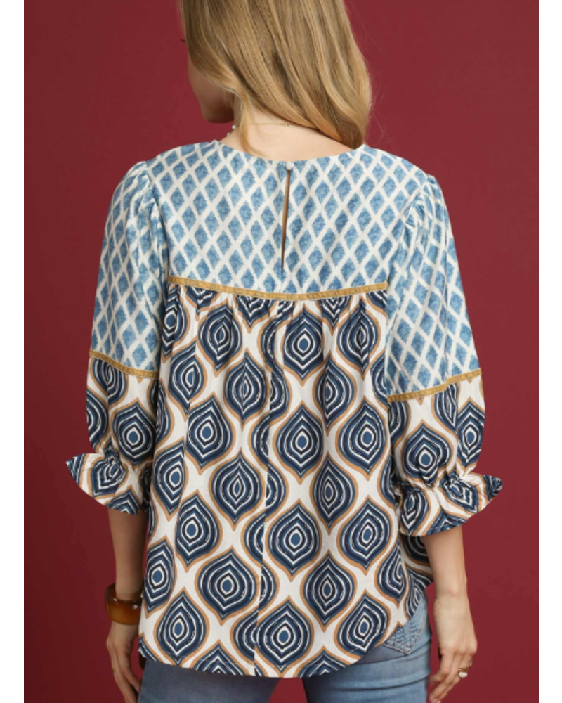 Retro Geometric Print Top