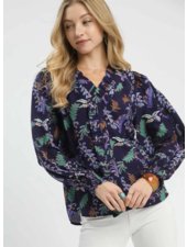 Funky Ferns Long Sleeve Printed Blouse