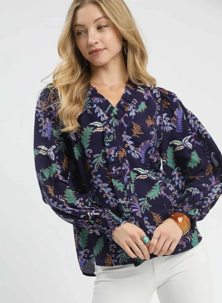 Funky Ferns Long Sleeve Printed Blouse
