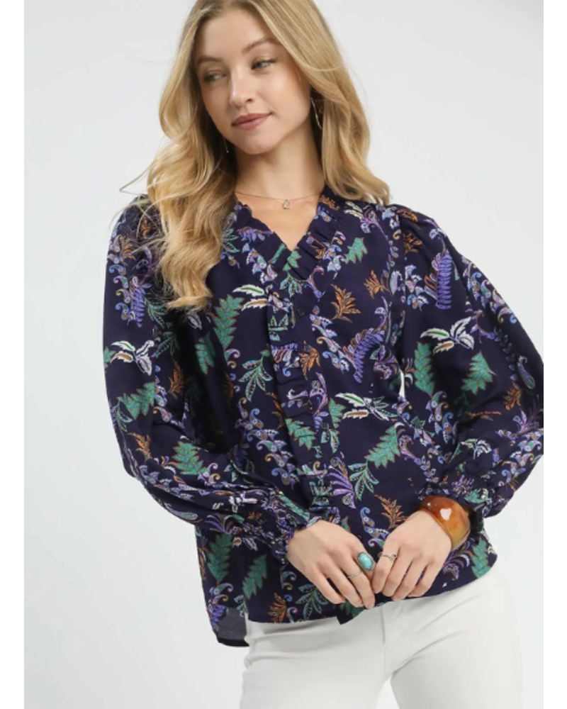 Funky Ferns Long Sleeve Printed Blouse