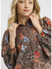 Floral and Animal Print Yoke Blouse