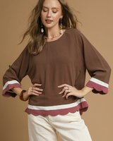 Scalloped Hem Color Block Top