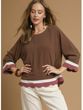 Scalloped Hem Color Block Top