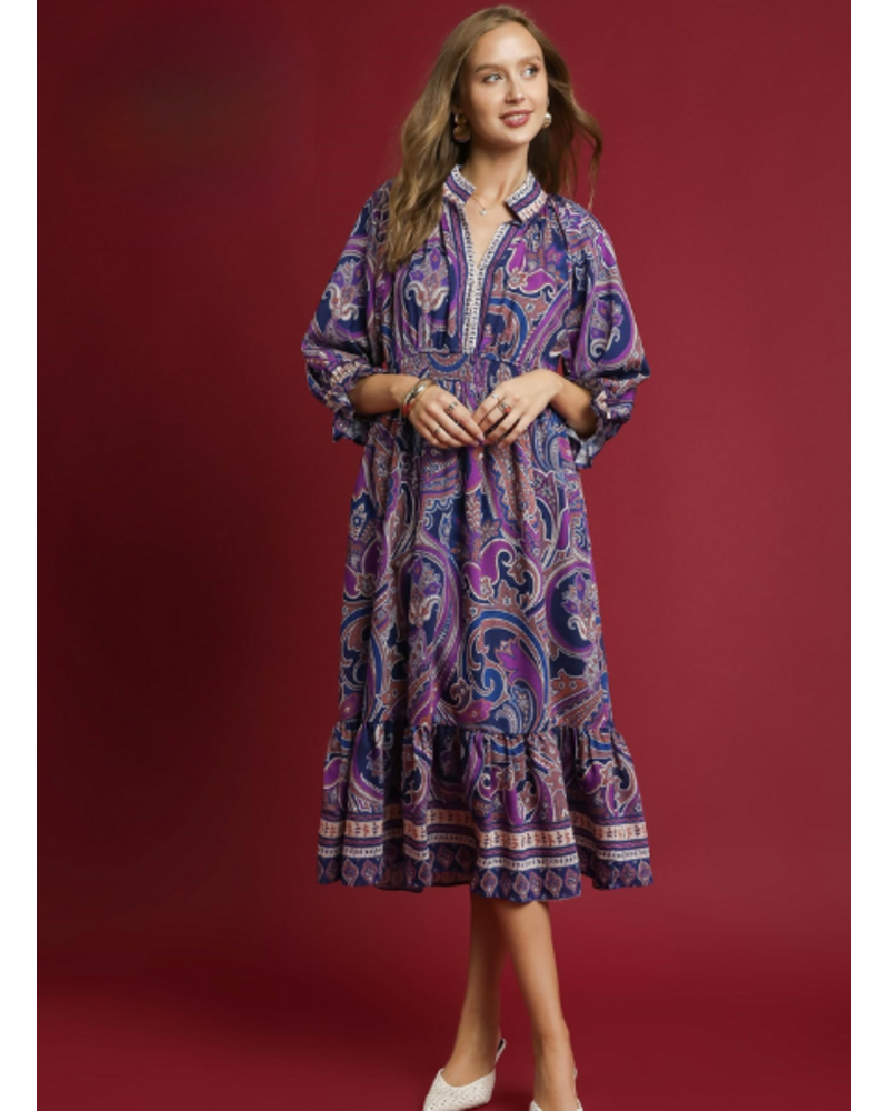 Paisley Print Midi Dress