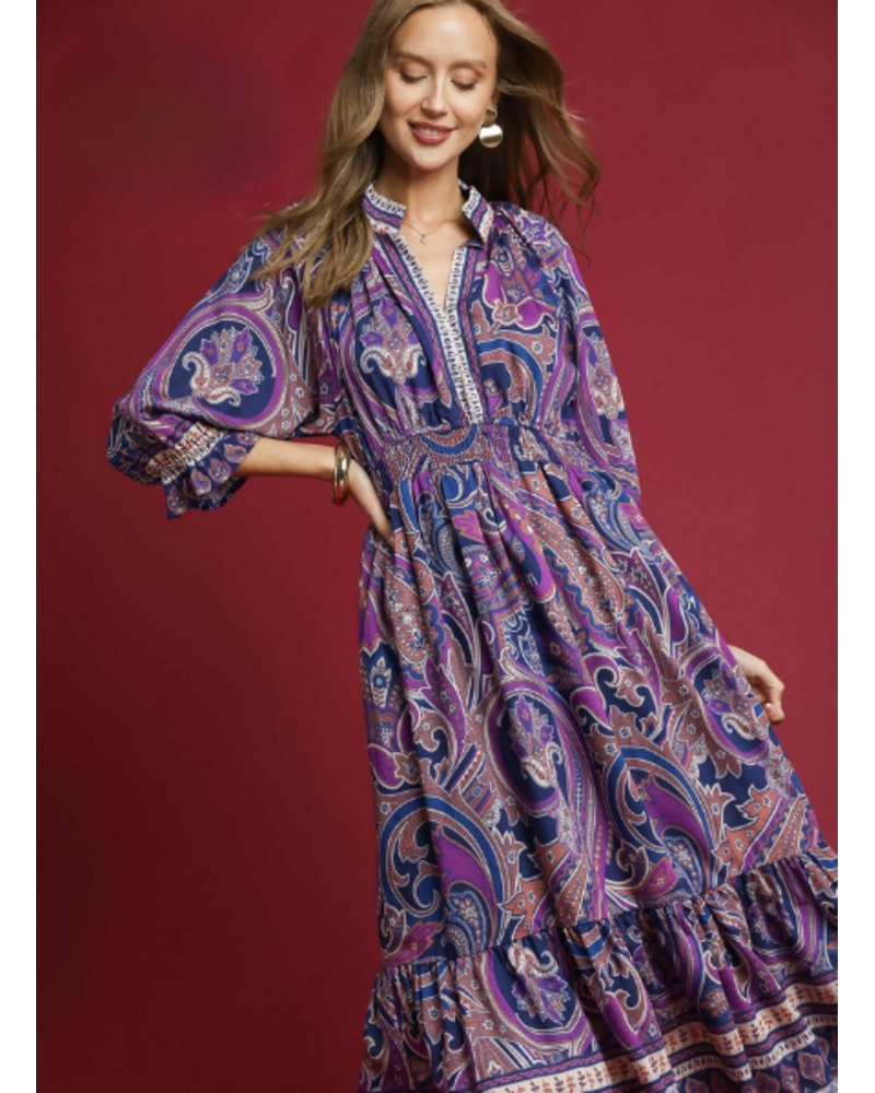 Paisley Print Midi Dress