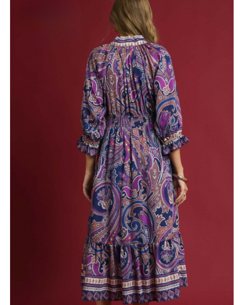 Paisley Print Midi Dress